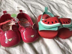 Carter’s Baby Girl Dress Shoes Sandals Size 0-3 WATERMELON KITTY CAT