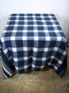 Blue White Plaid Throw 62x48 - Picture 1 of 7