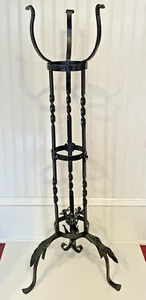VTG WROUGHT IRON PLANT STAND METAL FLOWERS FISH BOWL BALL GARDEN ART SCULPTURE - Picture 1 of 16