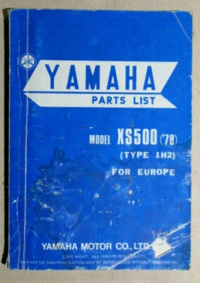 Yamaha XS500 XS 500 (1H2) 1978 USED OEM Parts List Manual 2G8-28198-E5 - Image 1 of 4