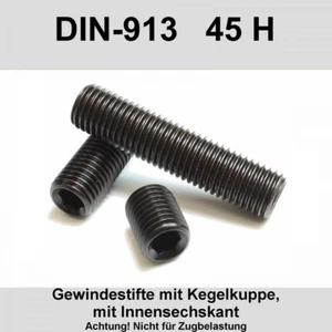 M4x DIN 913 45H Gewindestifte Kegelkuppe Innensechskant Madenschrauben ISO 4026 - Bild 1 von 3