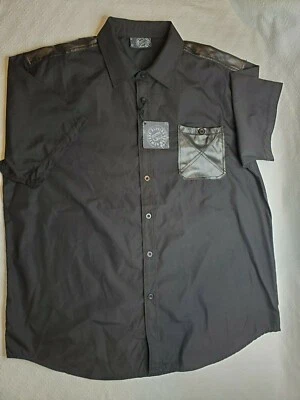 NWT BlueInk NY Mens Shirt Size 3XL Black Faux Leather Trim Short Sleeve XXXL - Image 1 of 4