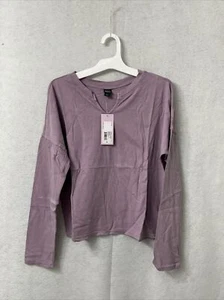 Wild Fable Women's Long Sleeve Shirt V-Neck Cropped Boxy - Color Purple - Size S - Picture 1 of 6