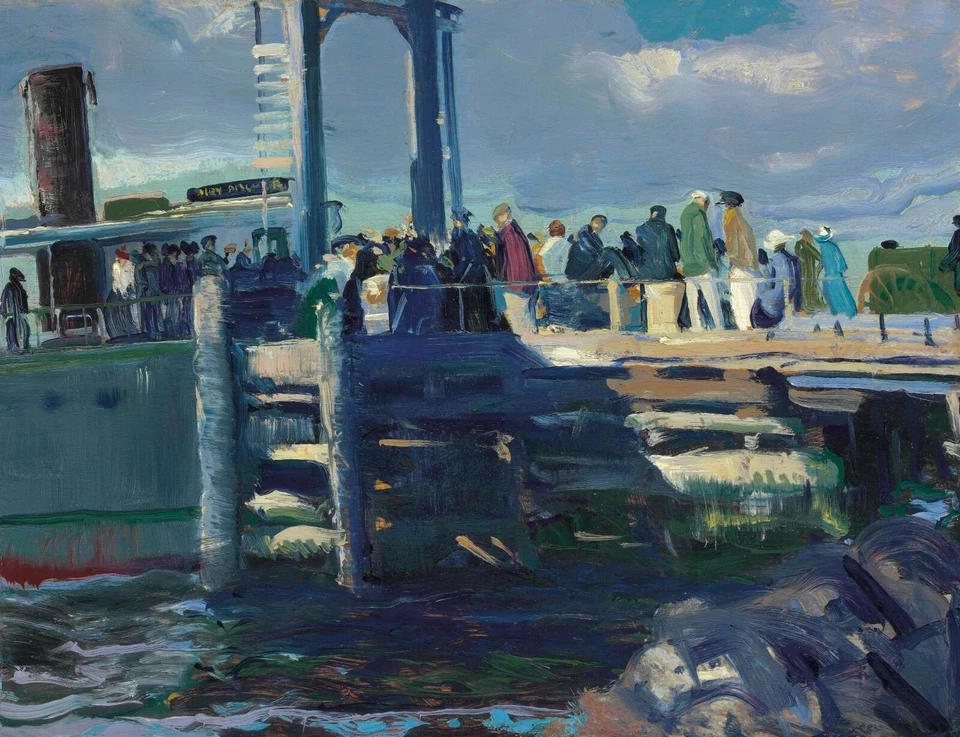 George Bellows - The Dock, Nueva York década de 1920 firmado - impresión artística de 17" x 22" Foto 1 de 1