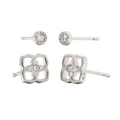 Kendra Scott Iris Rhodium Over Brass Stud Earring Set - Silver NWT - Image 1 of 3