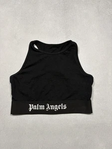 Palm Angels Elastic Crop Top Schwarz Sport Gym Gothic Logo S - Bild 1 von 11