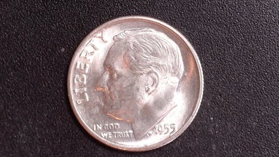 Moneda de diez centavos Roosevelt 1955-S sin circular Foto 1 de 2