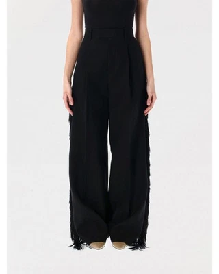 Pantalones negros con flecos de pierna ancha Carven para mujer Foto 1 de 4