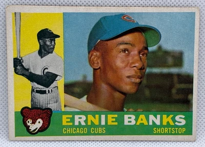 Ernie Banks 1960 Topps #10 Cubs Salón de la fama muy buen estado sin pliegues ¡Bonito ejemplo de grado medio! Foto 1 de 3