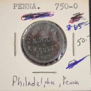 Philla City Pass Railway Token. PA750O. Nice. B2325 - Picture 1 of 6