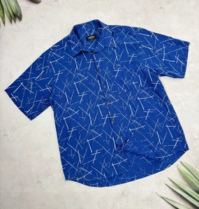Vintage Versace Classic Hawaiian Shirt Blue & White Stripes size XL - Picture 1 of 15