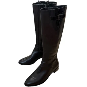 Cole Haan Black Leather Riding Callan Boots 8.5 B Buckle Accent Tall Boots - Picture 1 of 12