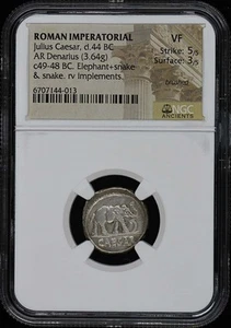 Julius Caesar, d.44 BC ROMAN IMPERATORIAL AR Denarius NGC VF - Picture 1 of 4