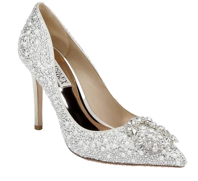 Badgley Mischka Collection Cher II Size 8.5 Satin Ivory/Crystal Silver Pumps - Image 1 of 4
