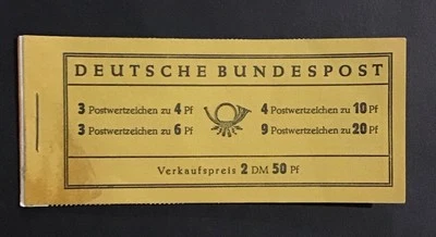 GERMANY 1951-52 XF MNH Sc#671a, 675a Complete Booklet, Cv$560+.  (W57) - Image 1 of 4