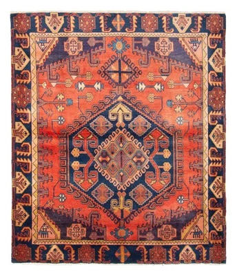 Alfombra oriental tradicional vintage anudada a mano alfombra de lana de 4'11" x 5'9" Foto 1 de 4