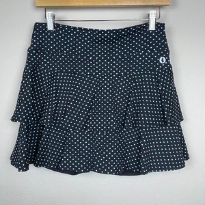 Dona Jo Skirt Size 2 L Black Turquoise Polka Dot Skort Flounce Tiered Athletic - Picture 1 of 6