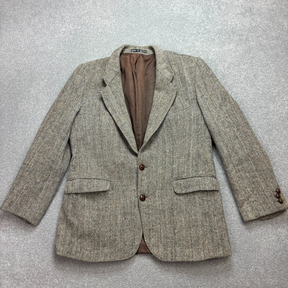 Harris Tweed Jacket Adult 40R Grey Country Hunting Outdoors Weave Blazer Men* - Image 1 of 4