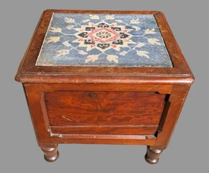 Antique Empire Mahogany Lift Top Commode Footstool - Picture 1 of 7