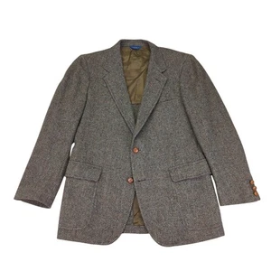 Pendleton Tweed Wool Blazer Mens 42 Herringbone Brown 2 Button Sport Coat Jacket - Picture 1 of 12