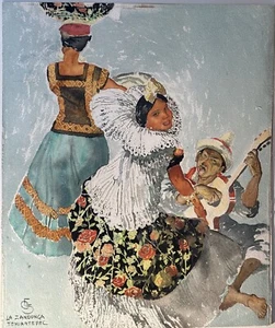 Carl Folke Sahlin “La Zandunga Tehuantepec” Watercolor Painting Florida Artist - Picture 1 of 16