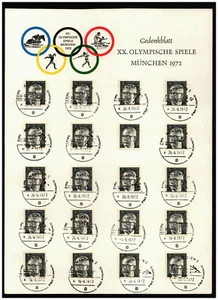 Gedenkblatt XX. Olympische Spiele München 1972 - SST auf 5 Pfennig Heinemann - Bild 1 von 2