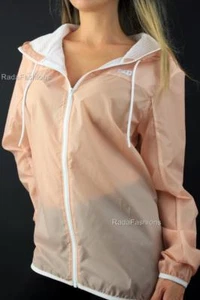 Chaqueta con Capucha Rompevientos Victoria's Secret ROSA Lluvia con Cremallera Completa Anorak M L - Imagen 1 de 2