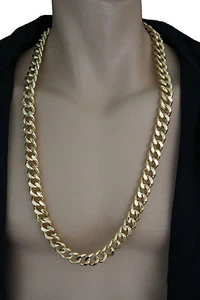 Men Fashion Necklace Gold Metal Chunky Chains Square Thick Links Hip Hop Jewelry - Picture 1 of 12