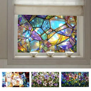 Static Cling Frosted Stained Privacy Glass Window Door 3D Sticker Film Decor - Picture 1 of 29