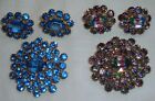 Vintage+Czechoslovakia+Czech+Blue+Iris+Rhinestone+Pin+Screw+Back+Earrings+Lot