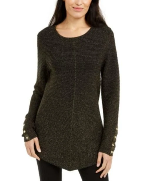 MSRP $70 Alfani Petite Metallic Swing Sweater Black Size Petite Medium - Image 1 of 1