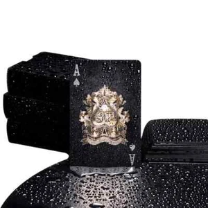 4x Decks of Gold Playing Cards, Waterproof Plastic Poker Cards Black - Picture 1 of 7