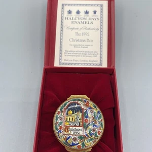 Halcyon Days Enamels Trinket The 1992 Christmas Floral Little Town of Bethlehem - Picture 1 of 8