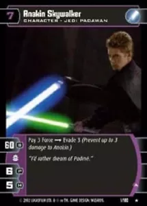 STAR WARS TCG WOTC CLONES DE ATAQUE ANAKIN SKYWALKER (A) 1/180 LÁMINA M/GEMA COMO NUEVO - Imagen 1 de 1
