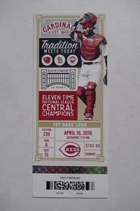 ST. LOUIS CARDINALS VS REDS 4/16/2016 FULL TICKET ~ BRUCE/PISCOTTY/MOSS HRs - Picture 1 of 1