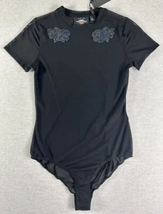 NEW! Harley-Davidson® Women's Bodysuit Mesh Roses Black SMALL 96880-19VW - Picture 1 of 7