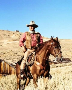 Famous Actor JOHN WAYNE on his horse Glossy 8x10 Photo Cowboy Film Print Poster - Picture 1 of 1