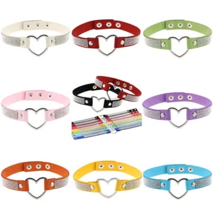 Necklace Crystal Bracelet Heart Gothic Tattoo Charm Rhinestones Choker Collar - Picture 1 of 27