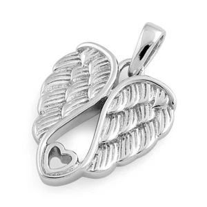Sterling Silver Angel Wings Heart Necklace Pendant New - Picture 1 of 4