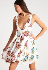 FREE PEOPLE THOUGHT I WAS DREAMING FLORAL MINI DRESS Ivory Combo -SIZE M - Picture 1 of 11
