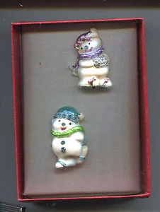 Christopher Radko set of 2 Christmas snowman brooches nib - Picture 1 of 1