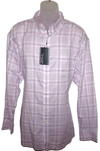 Camisa Roundtree Yorke Manga Larga Grande Púrpura Cuadros Suave 100% Algodón Nueva con Etiquetas - Imagen 1 de 5