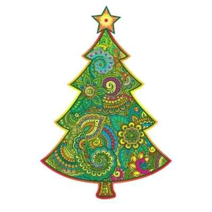 Christmas Tree Wooden Jigsaw Puzzle Tree Shape Adults Kids Small/A5 NIB - Picture 1 of 4