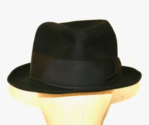 Borsalino Lazzaro San Remo vintage black fedora hat 7 1/8 - Picture 1 of 11