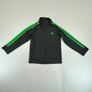 Adidas Jacket Boys 5 Black Green Active Soccer Track Warm Up Youth Toddler Logo - Picture 1 of 11
