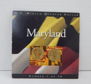US Minted Quarter Dollar "Maryland" Uncirculated Set on Card # 7 Of 50 - Picture 1 of 8