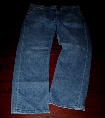 mens levi's 505 straight stretch jeans measured 38x29 pre-owned med faded - Image 1 of 4
