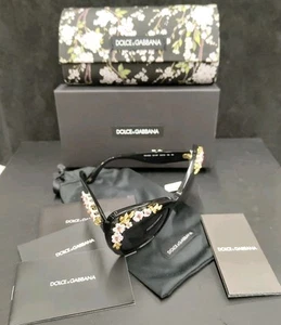Dolce & Gabbana Black DG 4230 Floral Embellished Cat Eye Sunglasses - Picture 1 of 14