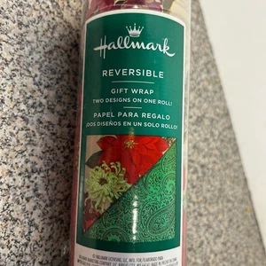 Vintage Hallmark Christmas Holiday Wrapping Paper Gift Double Sided 375sf - Picture 1 of 14