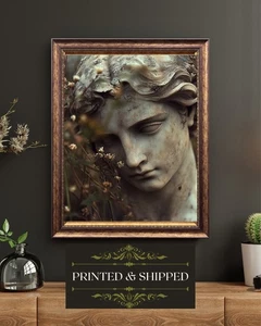 Impresión de arte de pared de busto de mármol estatua gótica cementerio crecido decadencia clásica - Imagen 1 de 5